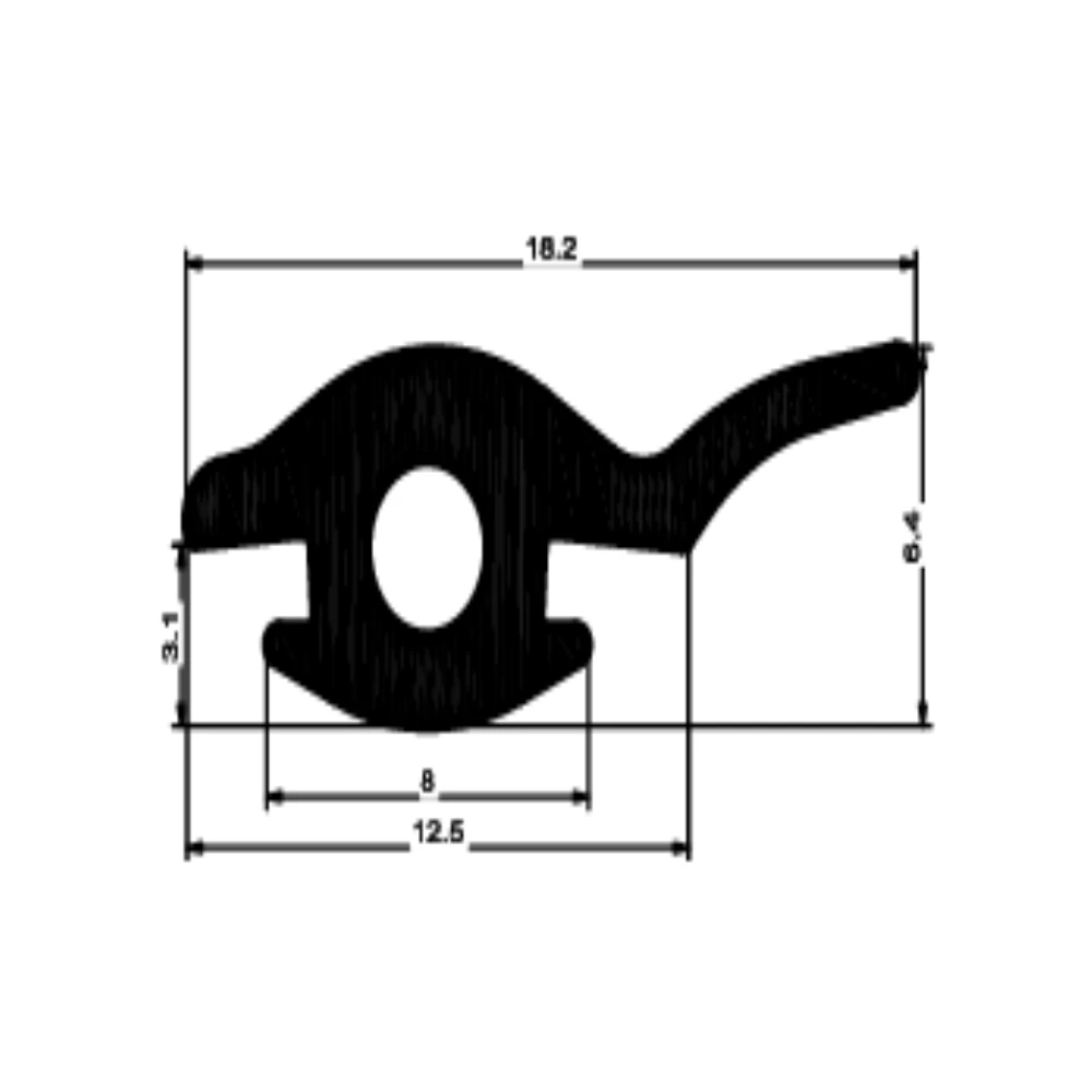 Anschlagdichtung für seitlichen Anschlag | 18 mm Höhe |  Farbe: schwarz
