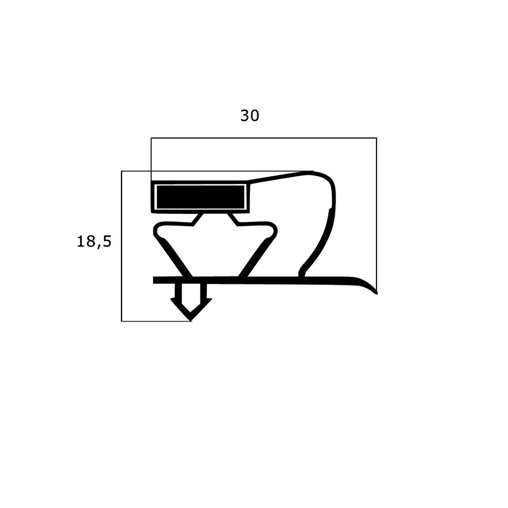 Kühlschrankdichtungen - Kühlschrankdichtungsrahmen | Höhe: 18,5 mm | Farbe: schwarz