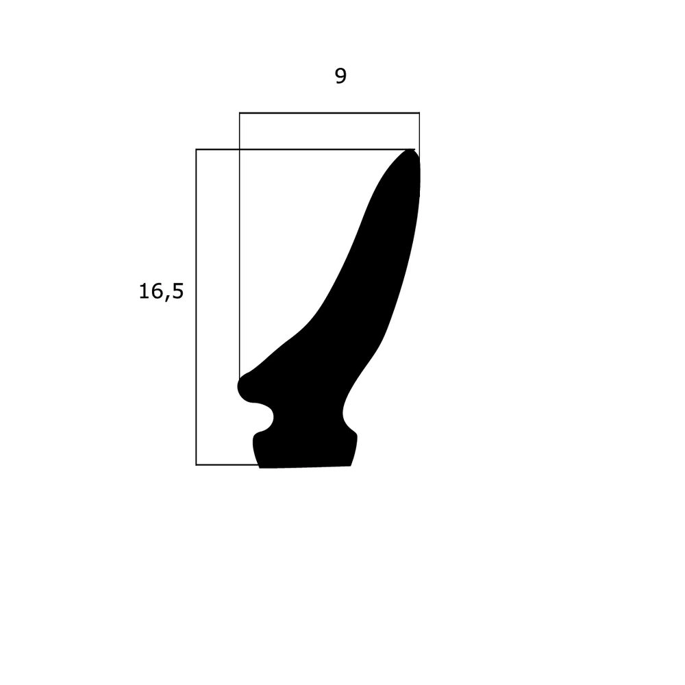 Mitteldichtungen - Mitteldichtung für Metall- und Alufenster | 16,5 mm Höhe | Farbe: schwarz