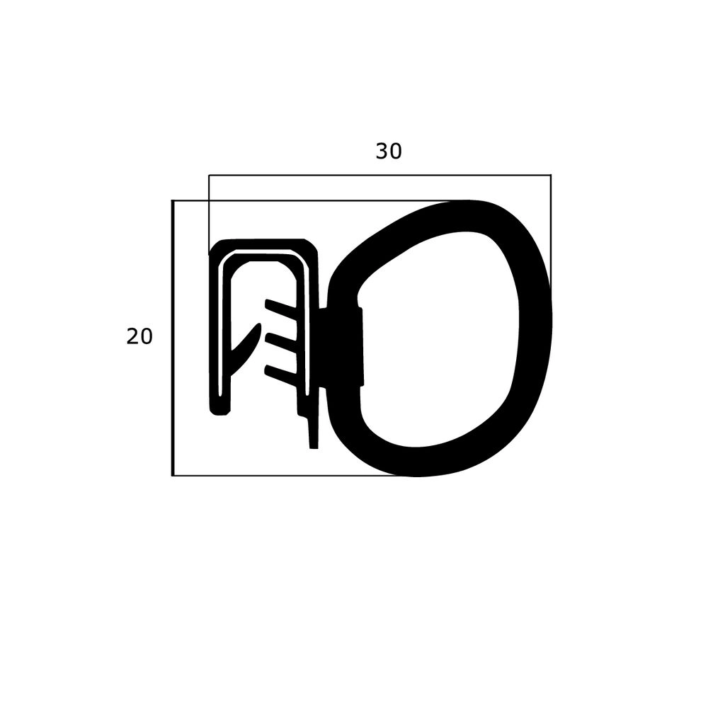 Kantenschutz Dichtprofile - Kantenschutzprofil | Klemmbereich: 1 – 3,5 mm | Farbe: schwarz