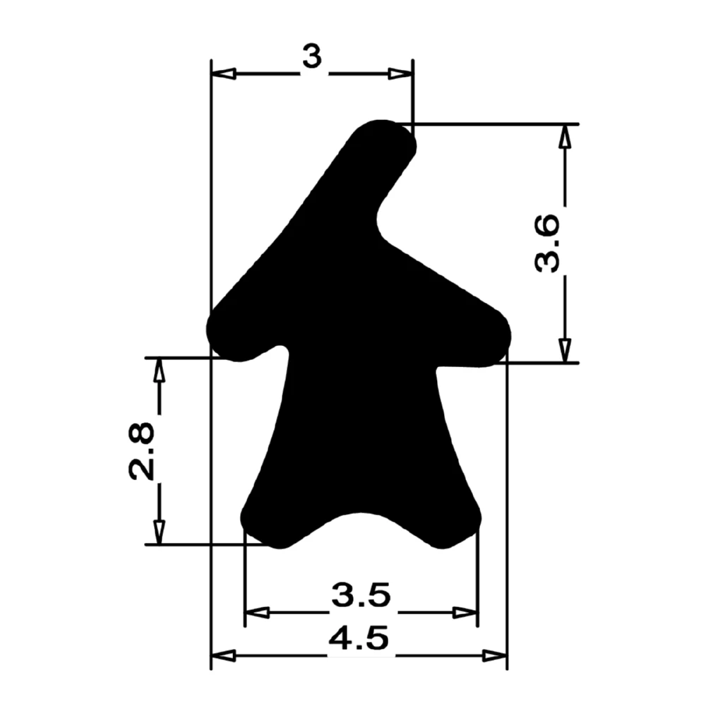 Anschlagdichtung mit Lippe und profiliertem Fuß | 7 mm Höhe | Farbe: schwarz