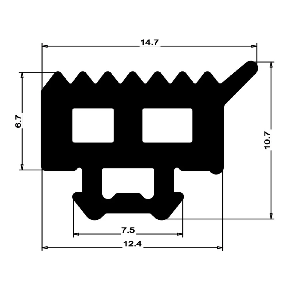 Verglasungsdichtung für Fenster | 14 mm Breite | Farbe: schwarz