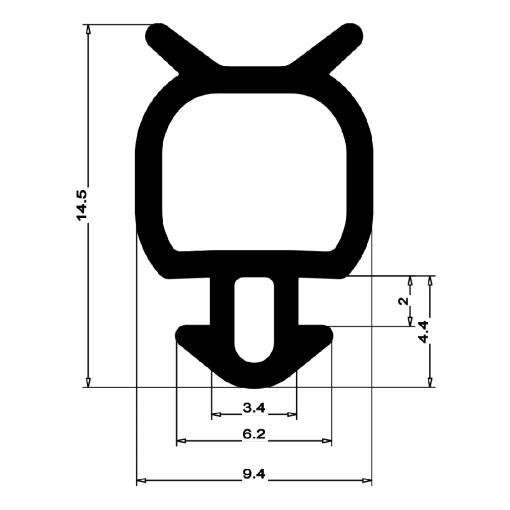 Dichtungsprofil für Abschlußleisten | Höhe: 15,3 mm | Farbe: grau