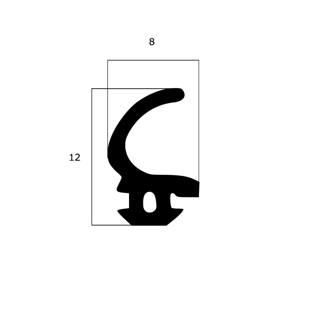 Lippendichtungen - Anschlagdichtung mit Lippe und profiliertem Fuß | 12 mm Höhe | Farbe: schwarz