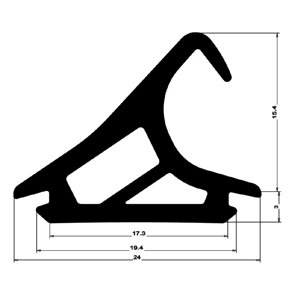 Mitteldichtung für Metall- und Alufenster | 24 mm Höhe | Farbe: schwarz