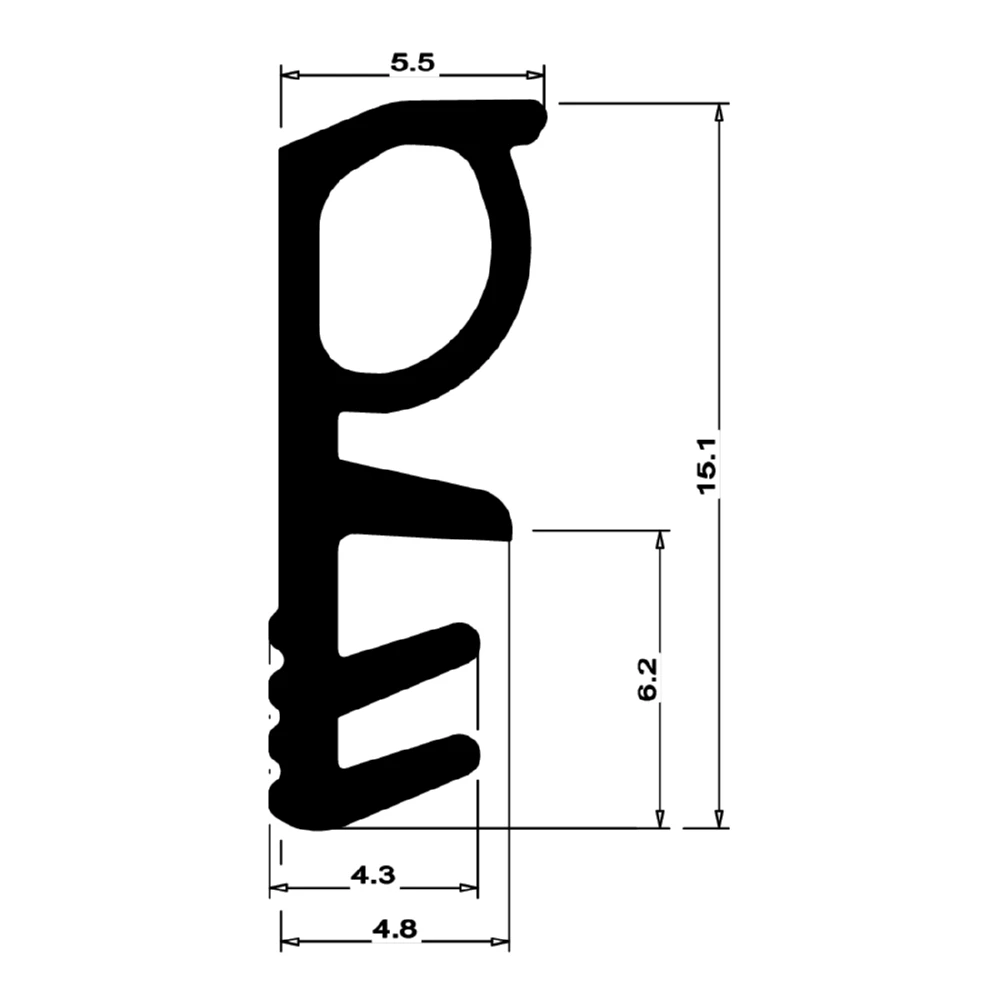 Flügelfalzdichtung für Holzfenster und -türen | 9 mm Falzhöhe | Farbe: lichtgrau