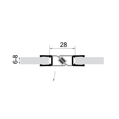 Dusch-Magnetprofil 180 ° Winkel | 6 - 8 mm Glasstärke | Farbe: transparent