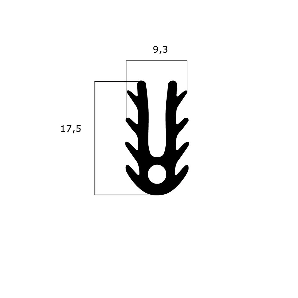 Verglasungsdichtungen - Verglasungsdichtung für Heroal Fenster | 9,3 mm Breite | Farbe: schwarz