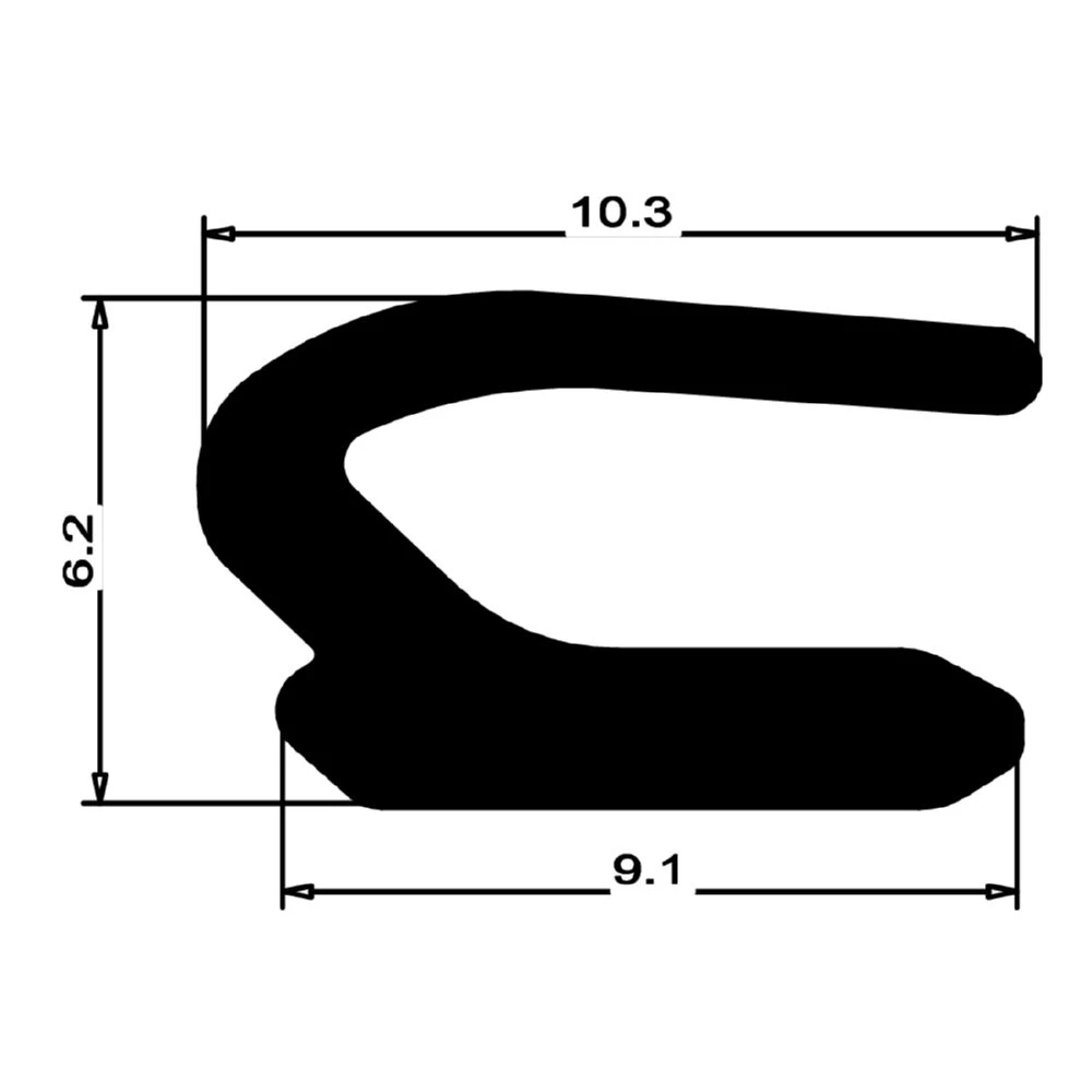 Anschlagdichtung mit Lippe und glattem Fuß | 6 mm Höhe | Farbe: schwarz