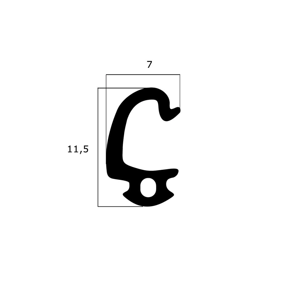 Lippendichtungen - Anschlagdichtung mit Schlauch für Heroal | 7 mm Höhe | Farbe: schwarz