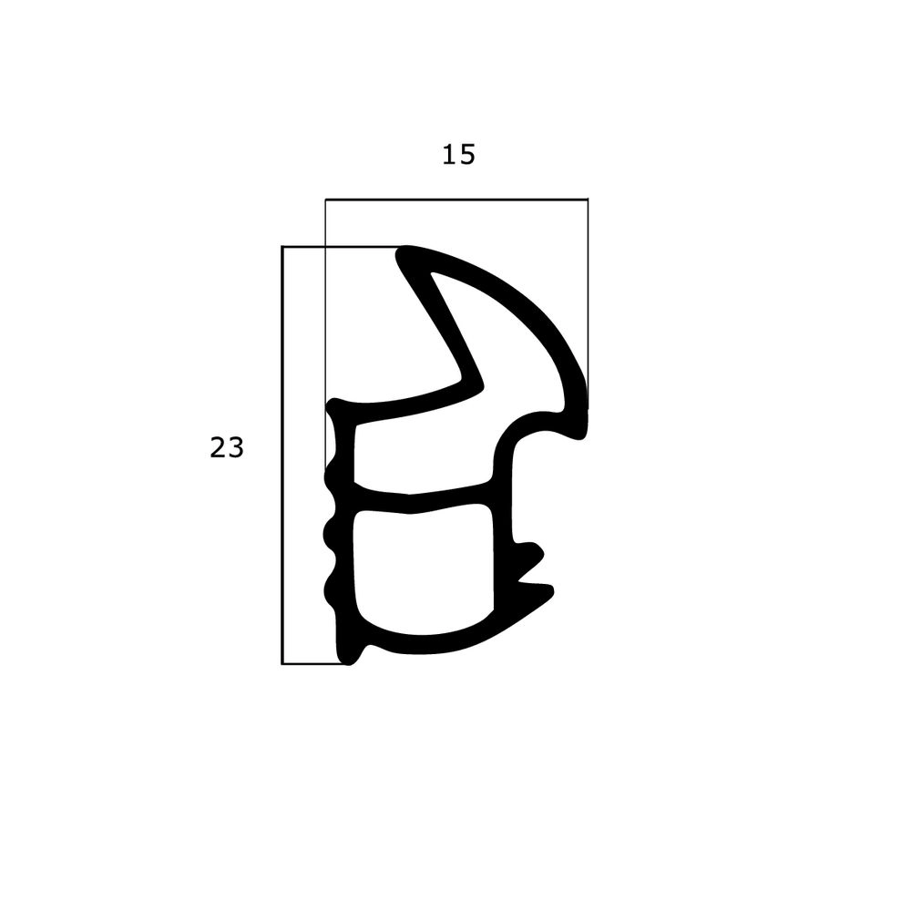 Türrahmen Dichtung - Stahlzargendichtung für Stahlzargen | 15 mm Breite | Farbe: schwarz