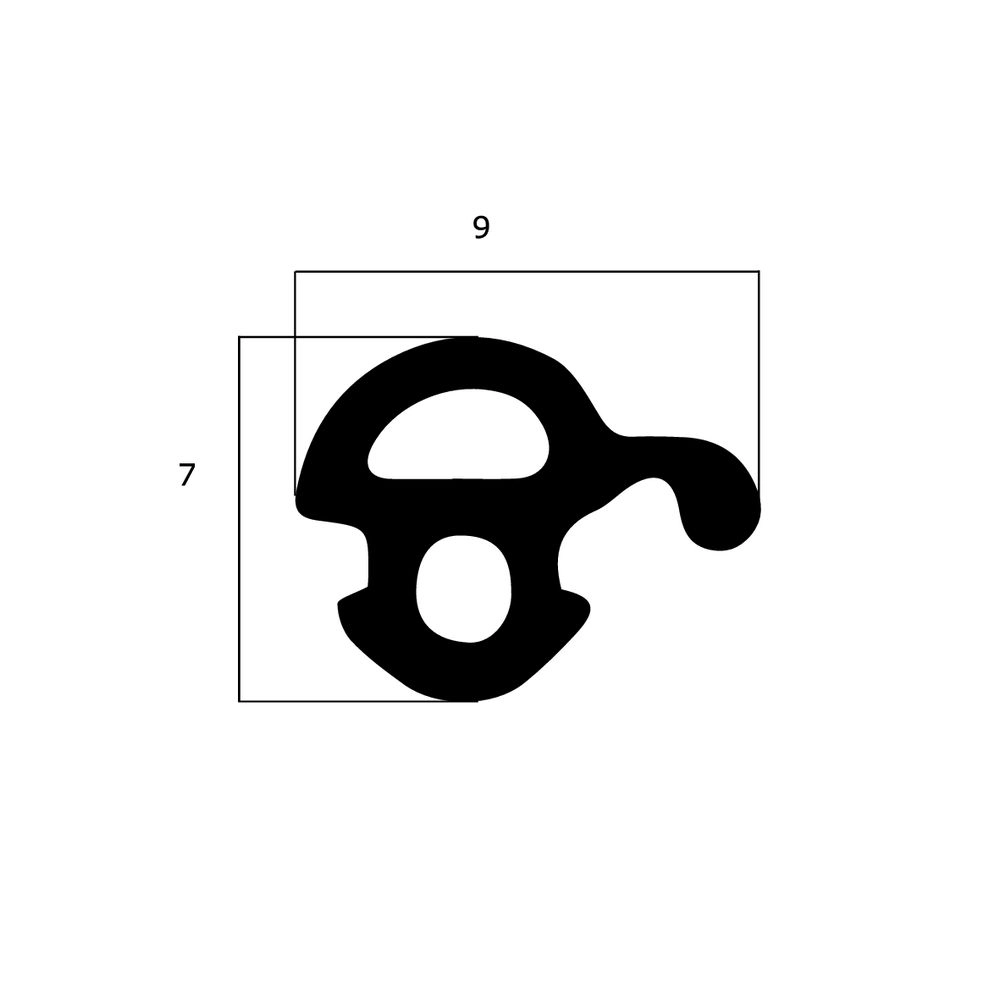 Lippendichtungen - Anschlagdichtung mit Schlauch für Heroal Fenster | 7 mm Höhe | Farbe: schwarz 