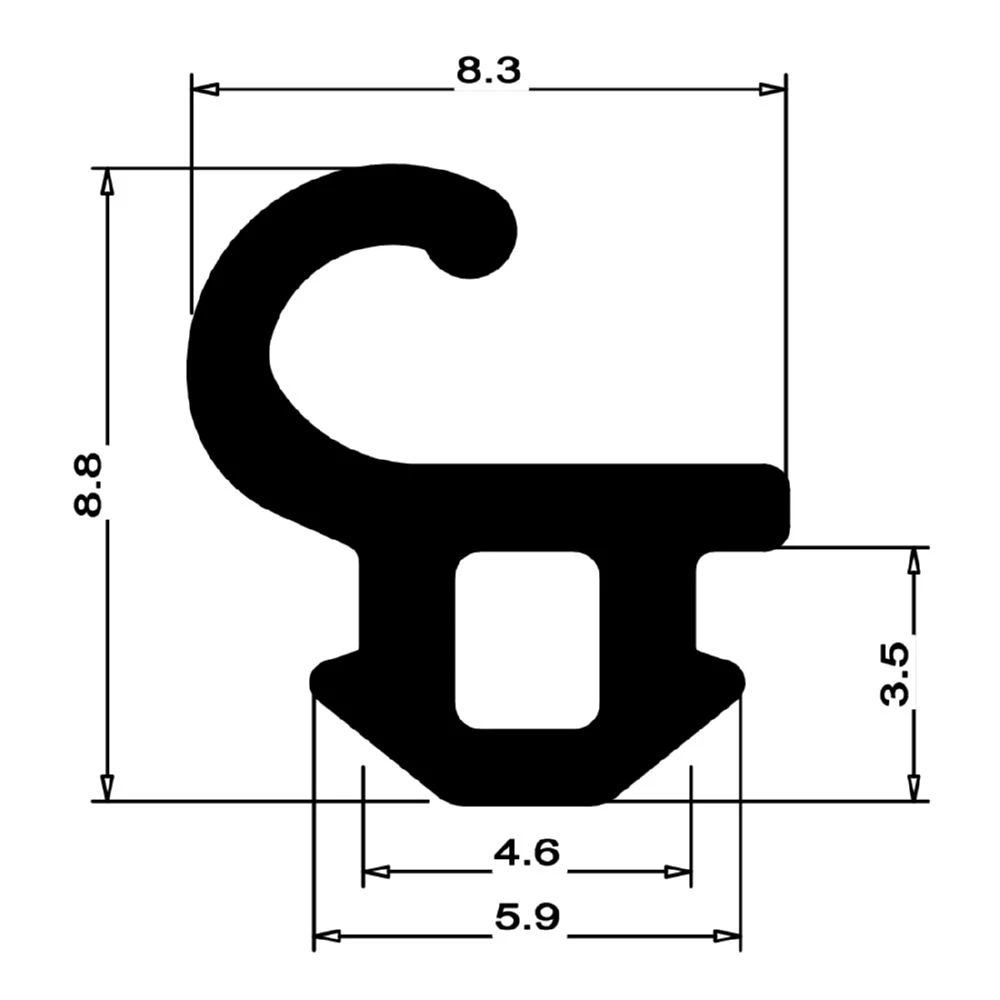 Anschlagdichtung mit Lippe und profiliertem Fuß | 9,5 mm Höhe | Farbe: schwarz