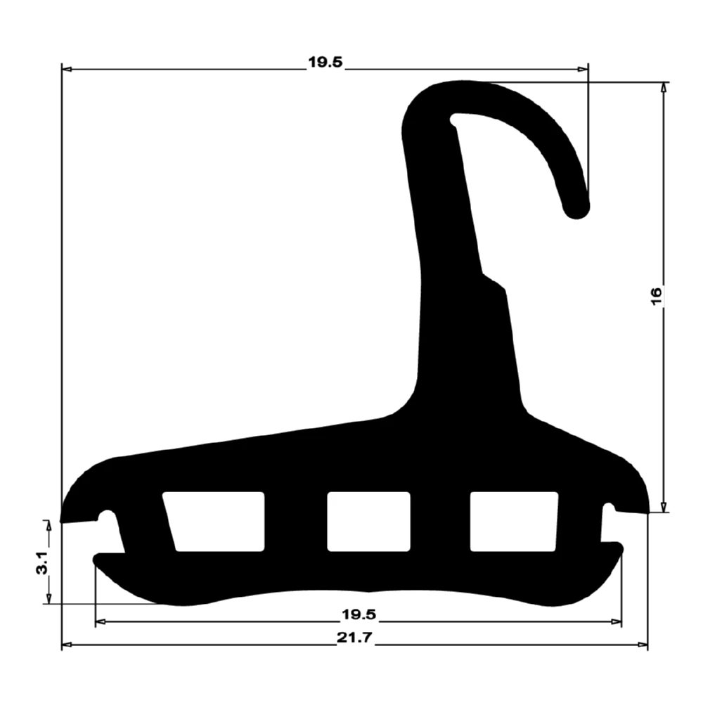 Mitteldichtung für Metall- oder Alufenster | 21 mm Höhe | Farbe: schwarz