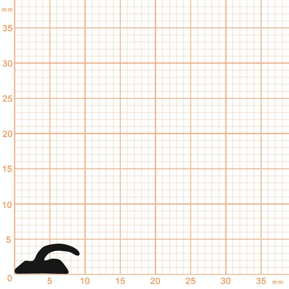 Lippendichtungen - Anschlagdichtung mit Lippe und glattem Fuß | 4,5 mm Höhe | Farbe: schwarz 