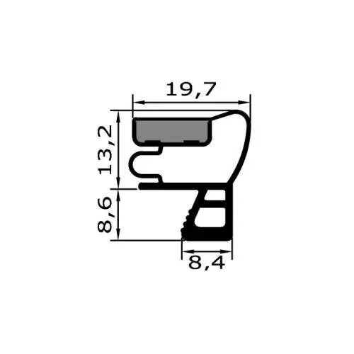 Kühlschrankdichtungsrahmen | 21,8 mm Höhe | Farbe: grau