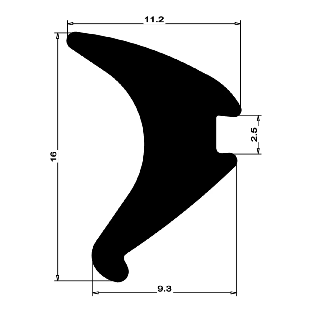Verglasungsdichtung für Fenster | 11,5 mm Breite | Farbe: schwarz