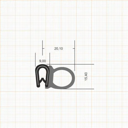 Kantenschutzprofil | Klemmbereich: 2 - 4 mm | Farbe: schwarz