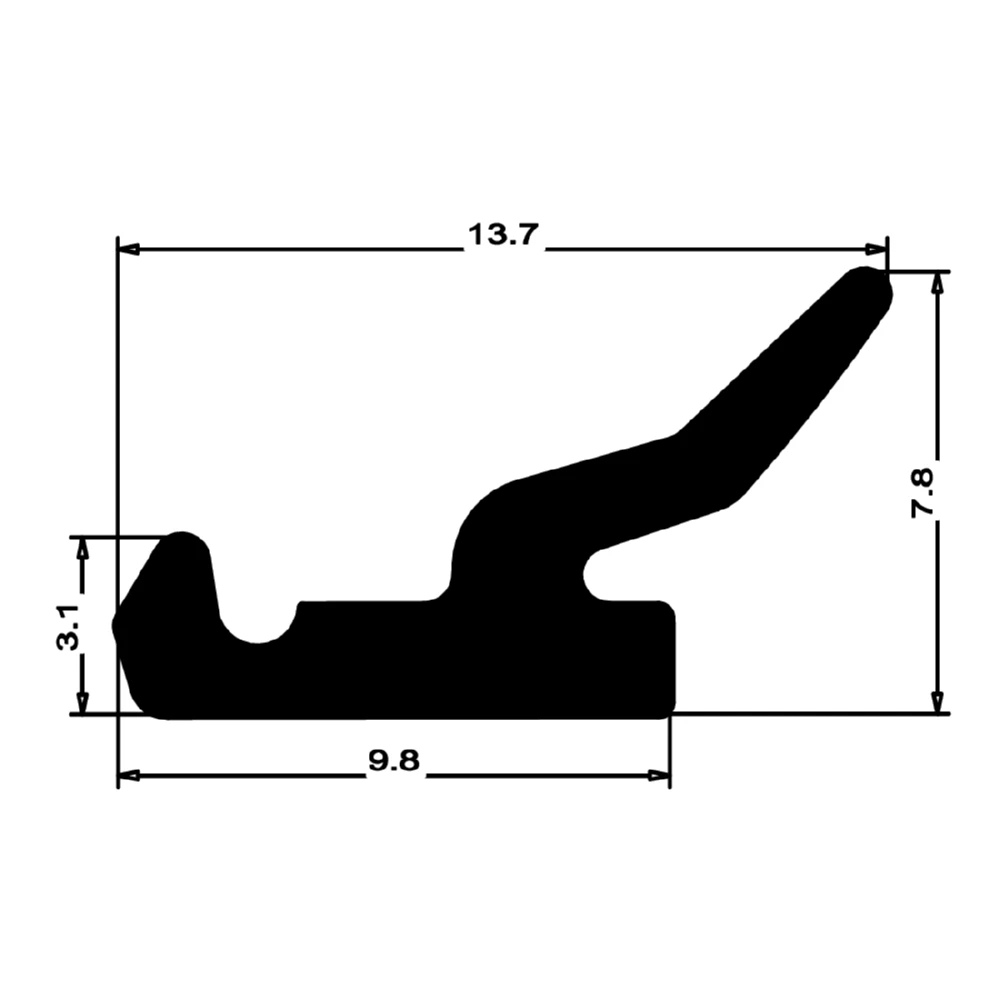Anschlagdichtung mit Lippe und glattem Fuß | 15 mm Breite | Farbe: schwarz