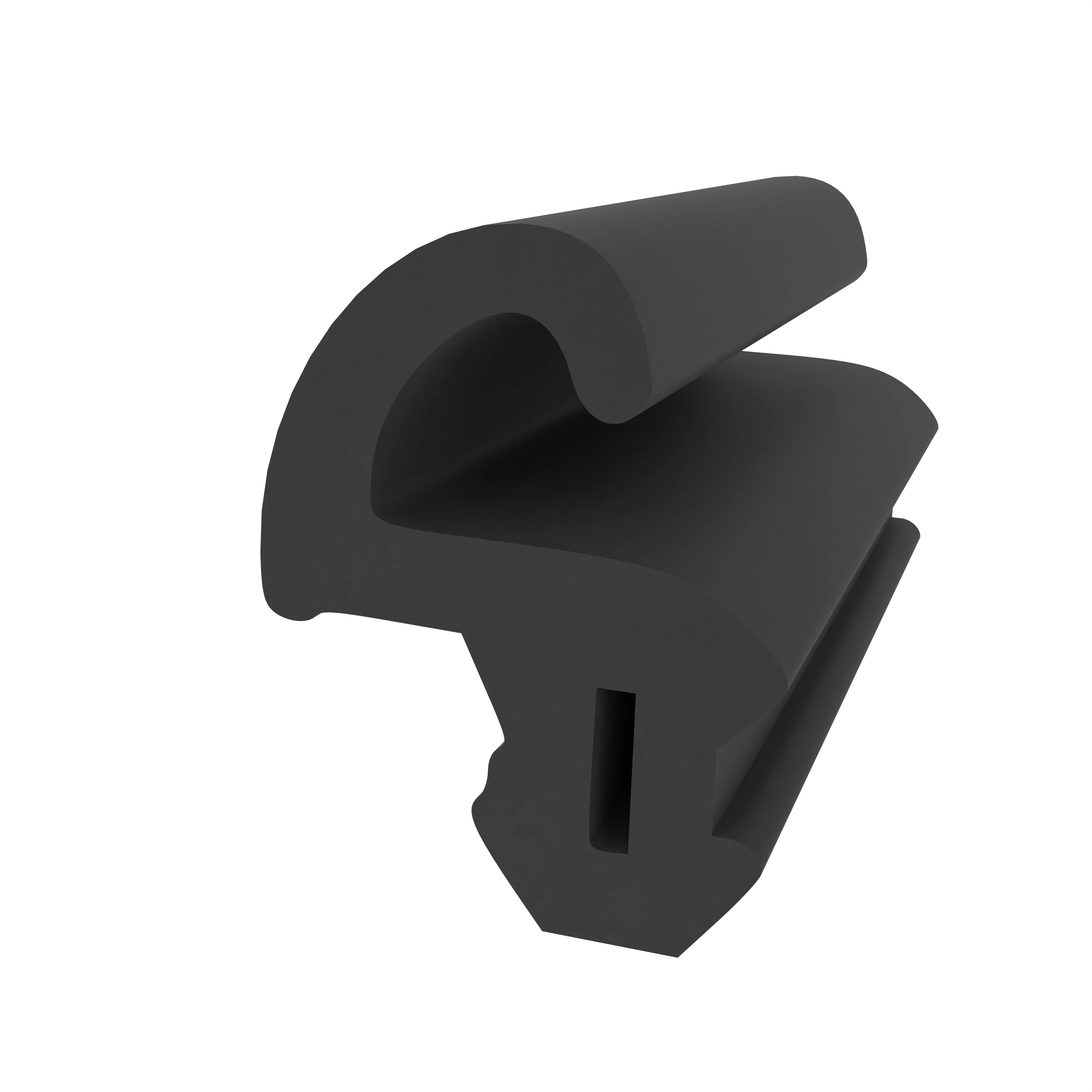 Lippendichtungen - Anschlagdichtung mit Lippe und profiliertem Fuß | 11 mm Höhe | Farbe: schwarz