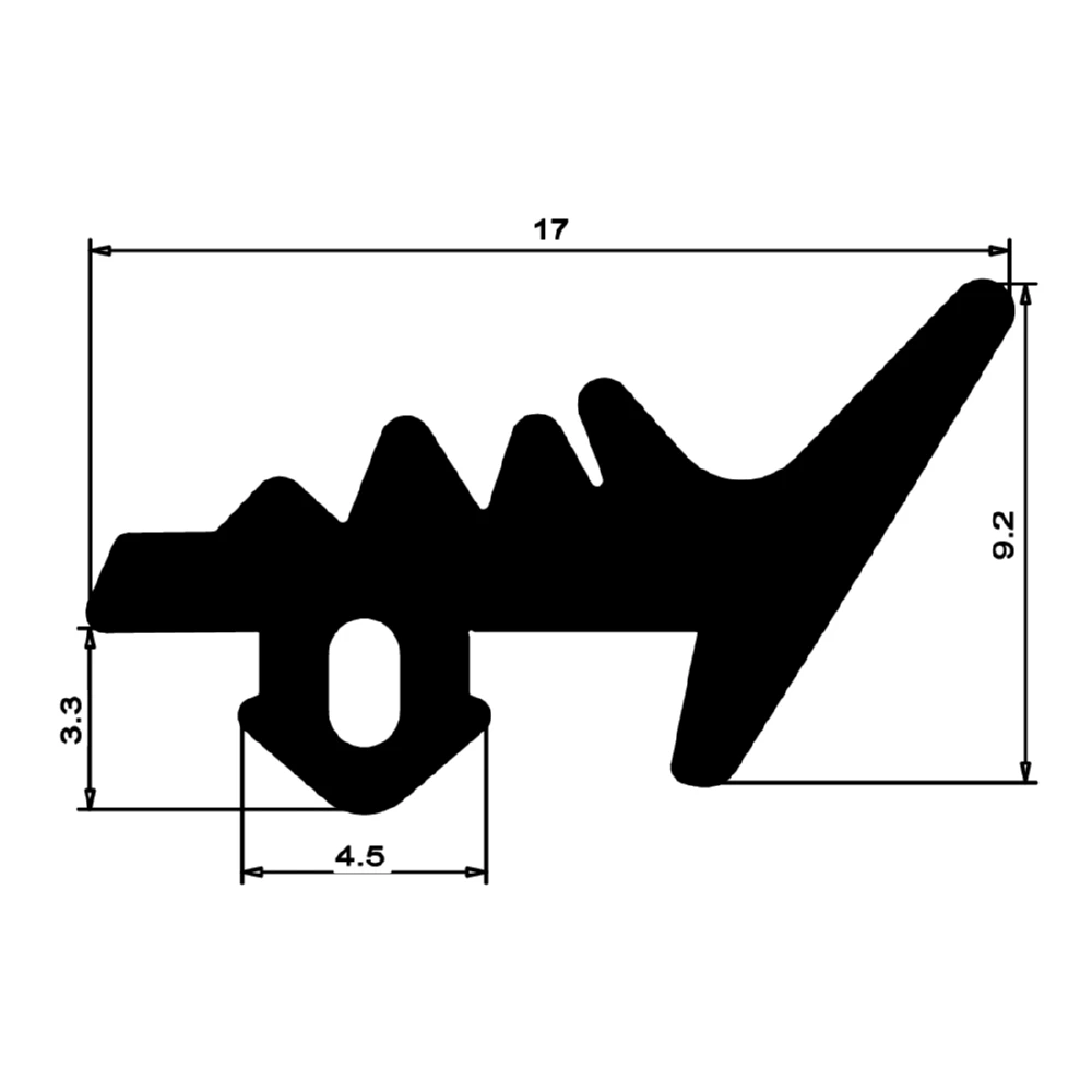 Verglasungsdichtung für Fenster | 16 mm Höhe | Farbe: schwarz