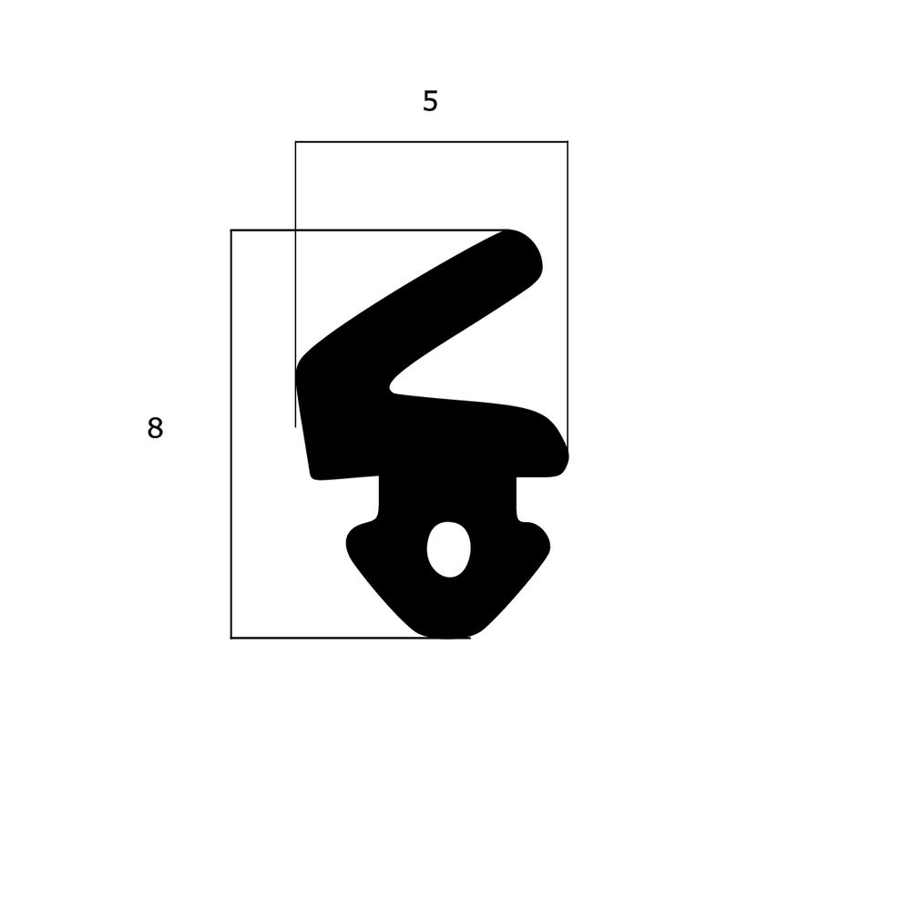 Lippendichtungen - Anschlagdichtung mit Lippe und profiliertem Fuß | 8 mm Höhe | Farbe: schwarz