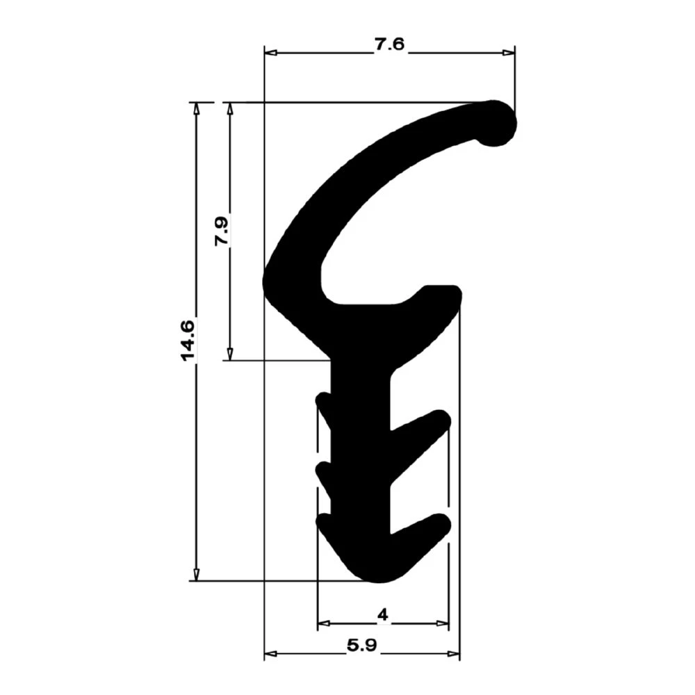 Anschlagdichtung für Holzfenster oder -türen | 14 mm Höhe | Farbe: schwarz