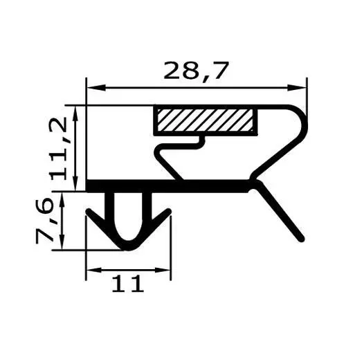 Kühlschrankdichtungen - Kühlschrankdichtungsrahmen | Höhe: 18,8 mm | Farbe: grau