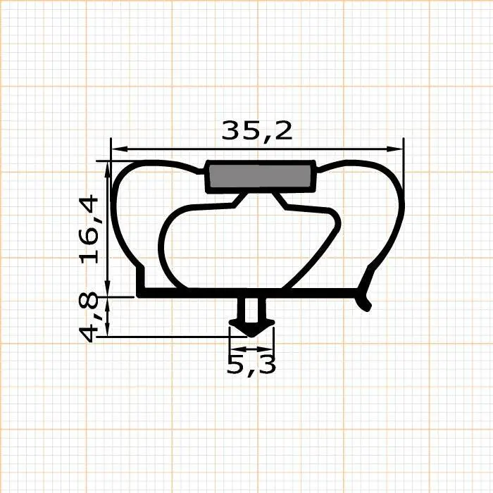 Kühlschrankdichtungen - Kühlschrankdichtungsrahmen | Höhe: 21,2 mm | Farbe: grau