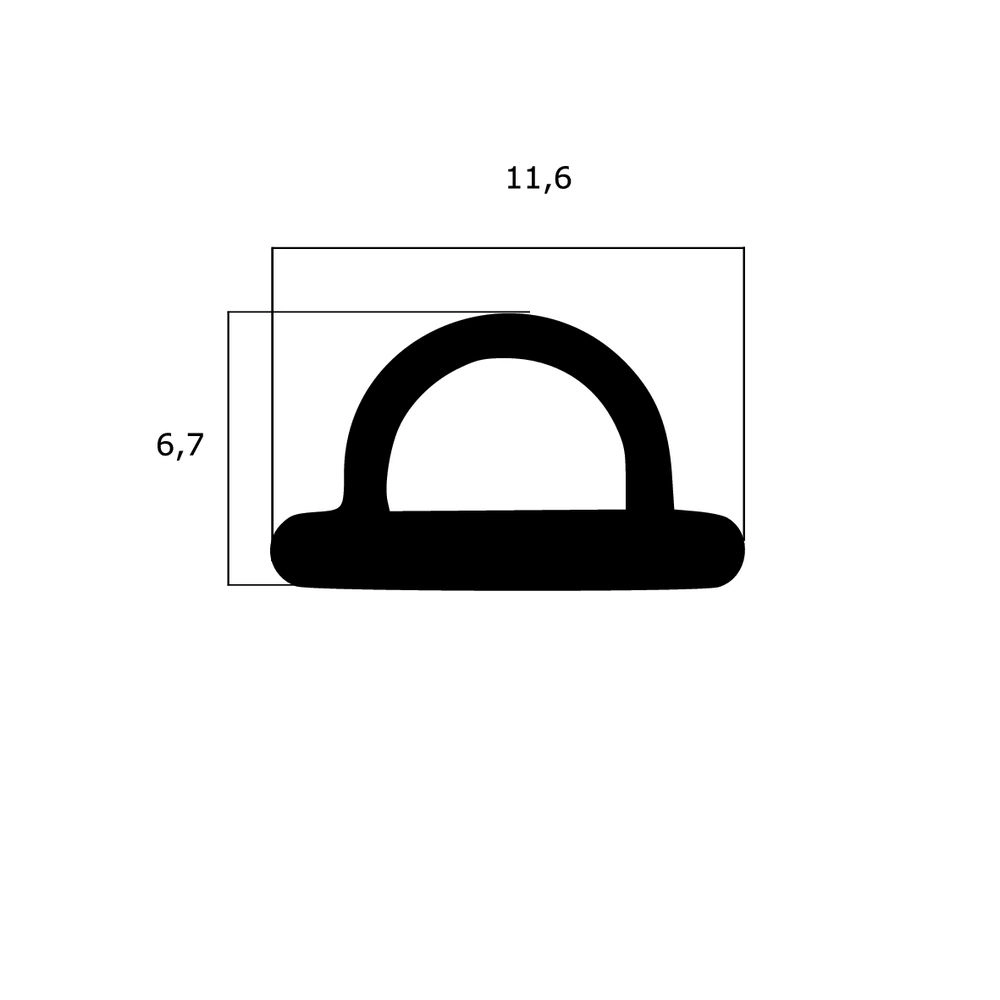 Lippendichtungen - Anschlagdichtung mit Schlauch für Kömmerling Fenster | 6,7 mm Höhe | Farbe: schwarz