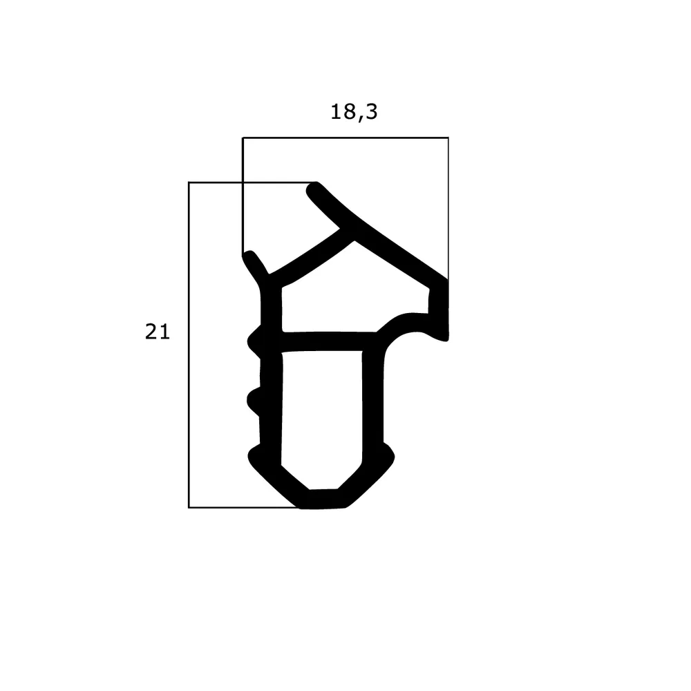 Türrahmen Dichtung - Stahlzargendichtung für Stahlrahmen | 21 mm Höhe | Farbe: grau