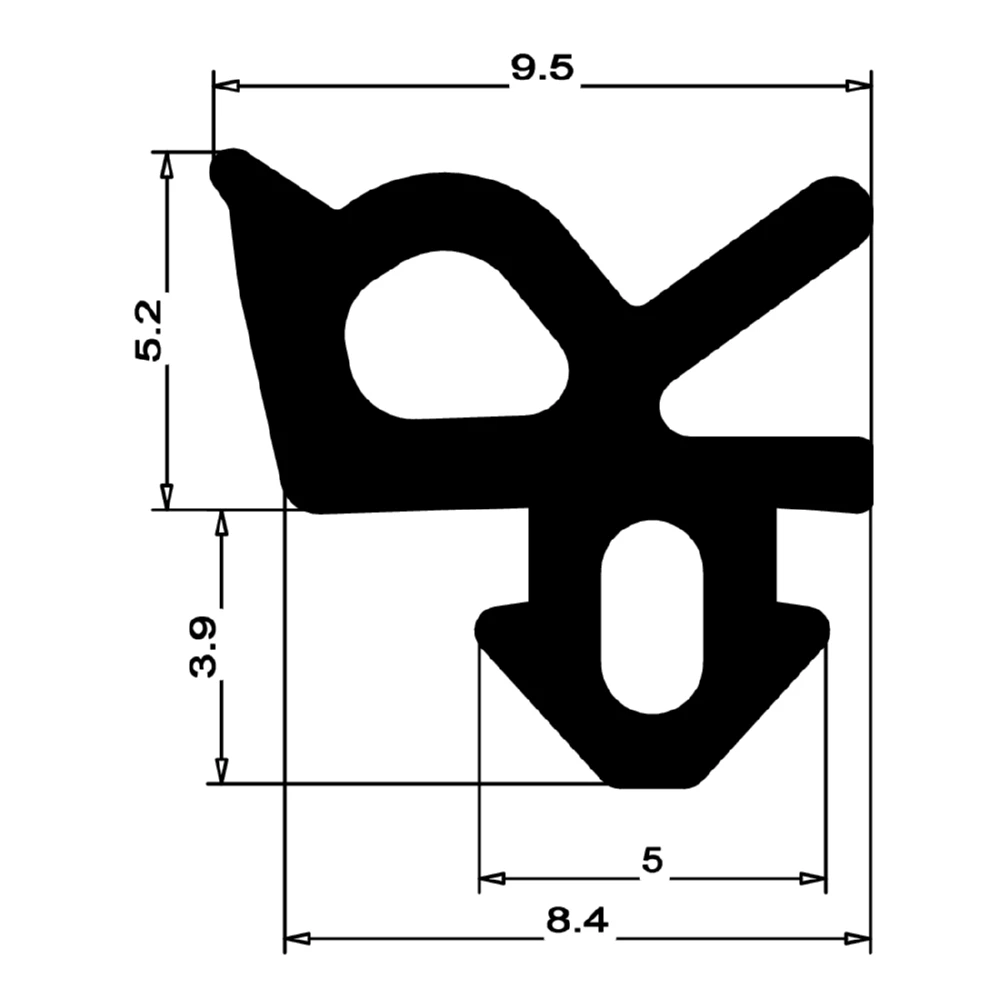 Anschlagdichtung mit Schlauch | 9,5 mm Höhe | Farbe: grau