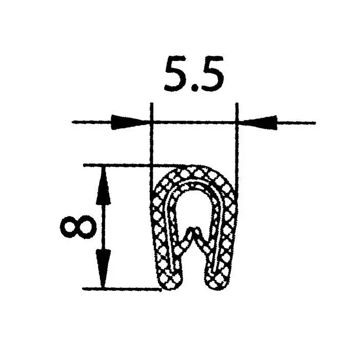 Kantenschutzprofil | Klemmbereich 0,8 - 1,5 mm | Farbe: schwarz