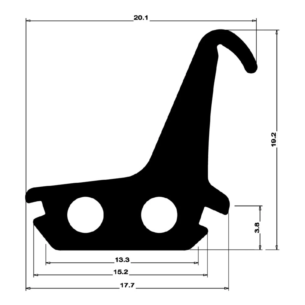 Mitteldichtung für Metall- und Alufenster | 20,5 mm Höhe | Farbe: schwarz