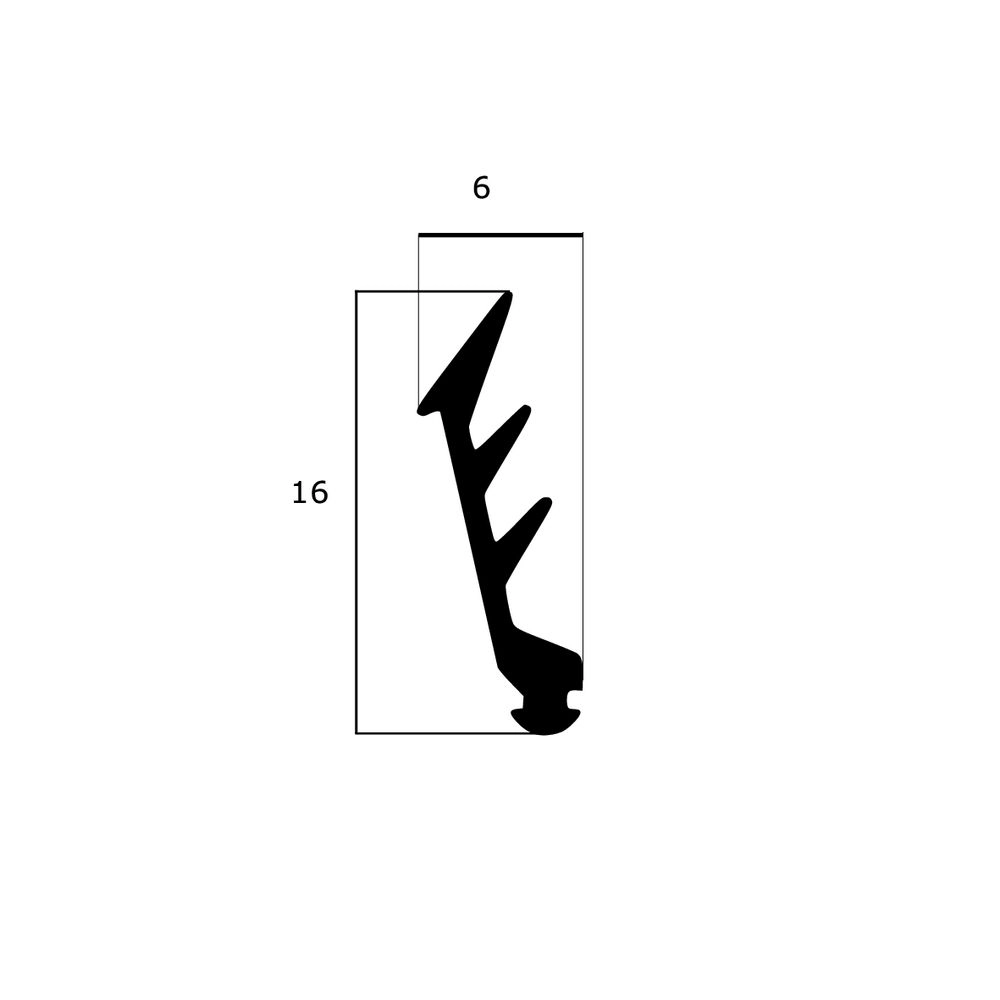 Verglasungsdichtungen - Verglasungsdichtung für Fenster | 16 mm Höhe | Farbe: schwarz