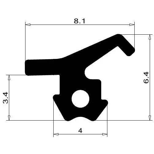 Anschlagdichtung mit Lippe und profiliertem Fuß | 6,4 mm Höhe | Farbe: schwarz 