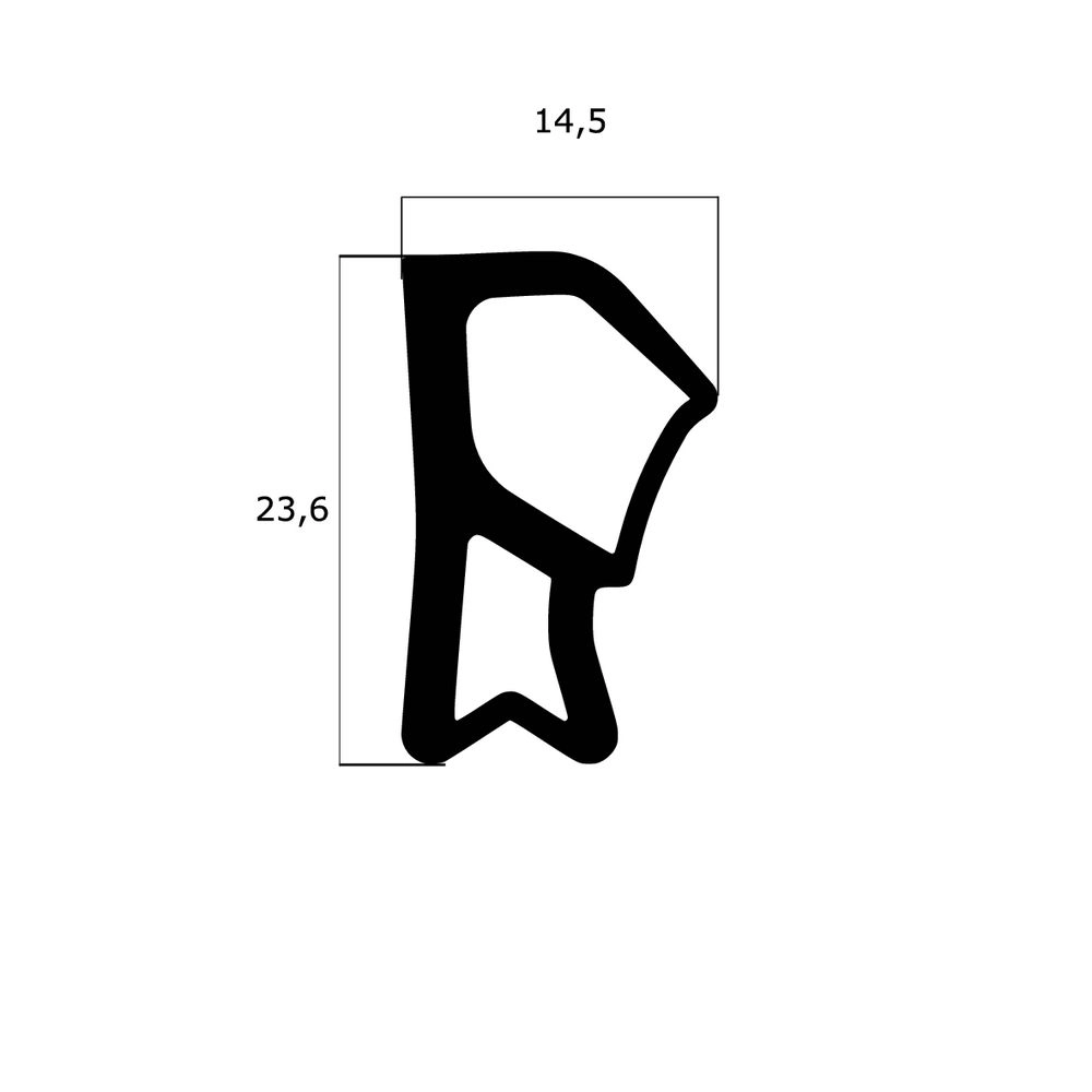 Türrahmen Dichtung - Stahlzargendichtung für seitliche Nut | 23,6 mm Breite | Farbe: weiß