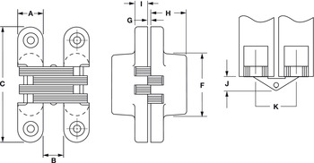 Türbänder - Scharnier für Holzdicken ab 19 mm | Öffnungswinkel: 180° | Farbe: vernickelt