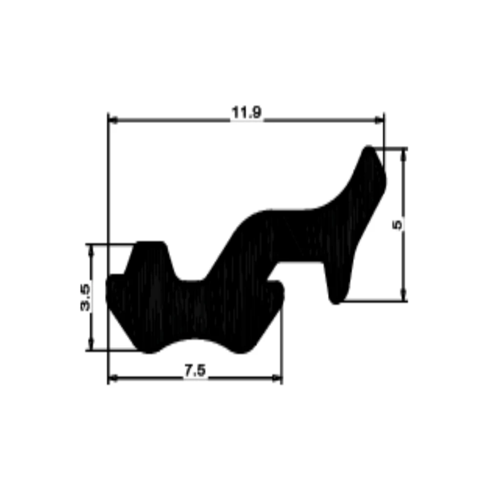 Anschlagdichtung mit Lippe und glattem Fuß | 18 mm Breite | Farbe: schwarz