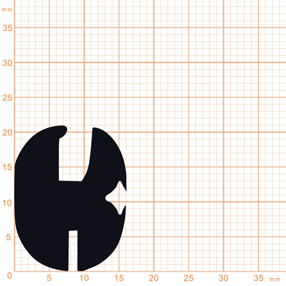 Gummiklemm- und Füllerprofile - Glasklemmprofil inkl. Füller | 16 mm Höhe | Farbe: schwarz