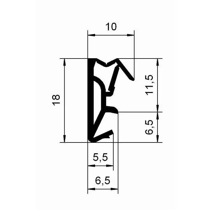 Flügelfalzdichtung für Holzelemente  | 12 mm Falzhöhe | Farbe: schwarz