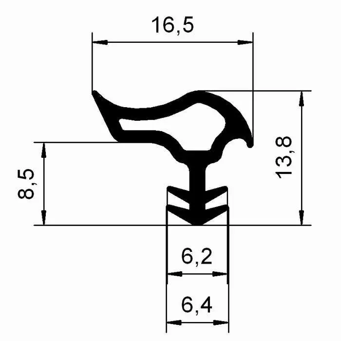 Türrahmen Dichtung - Stahlzargendichtung für Stahlzargen | 16,5 mm Breite | Farbe: grau