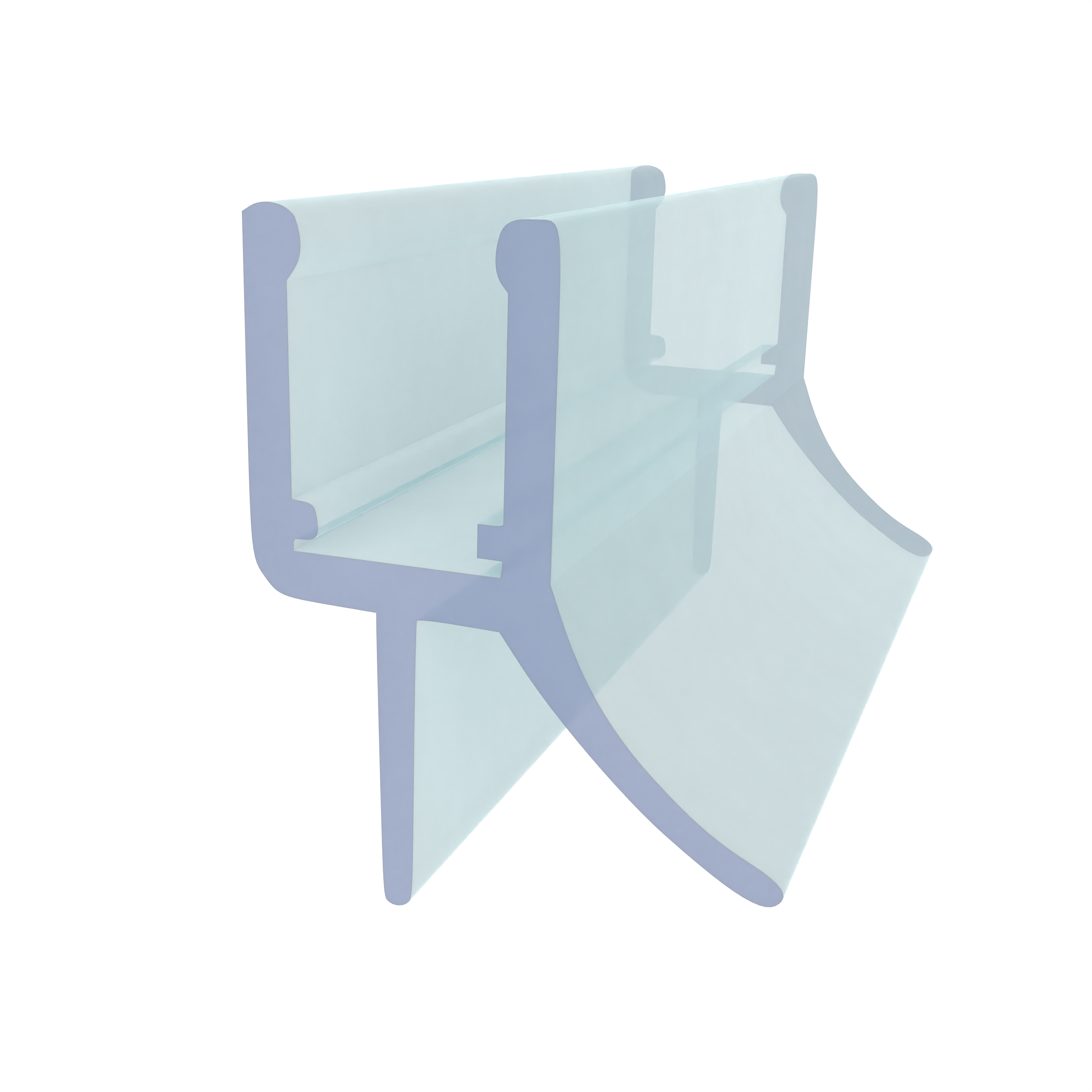 Waagrecht - Dusch-Wasserabweisprofil mit 135° Lippe | 6 - 8 mm Glasstärke | Farbe: transparent