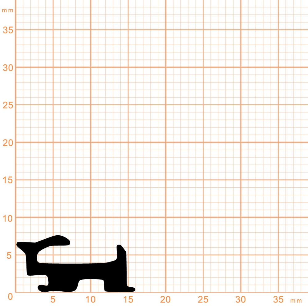 Lippendichtungen - Anschlagdichtung mit Lippe und profiliertem Fuß | 7,5 mm Höhe | Farbe: schwarz 