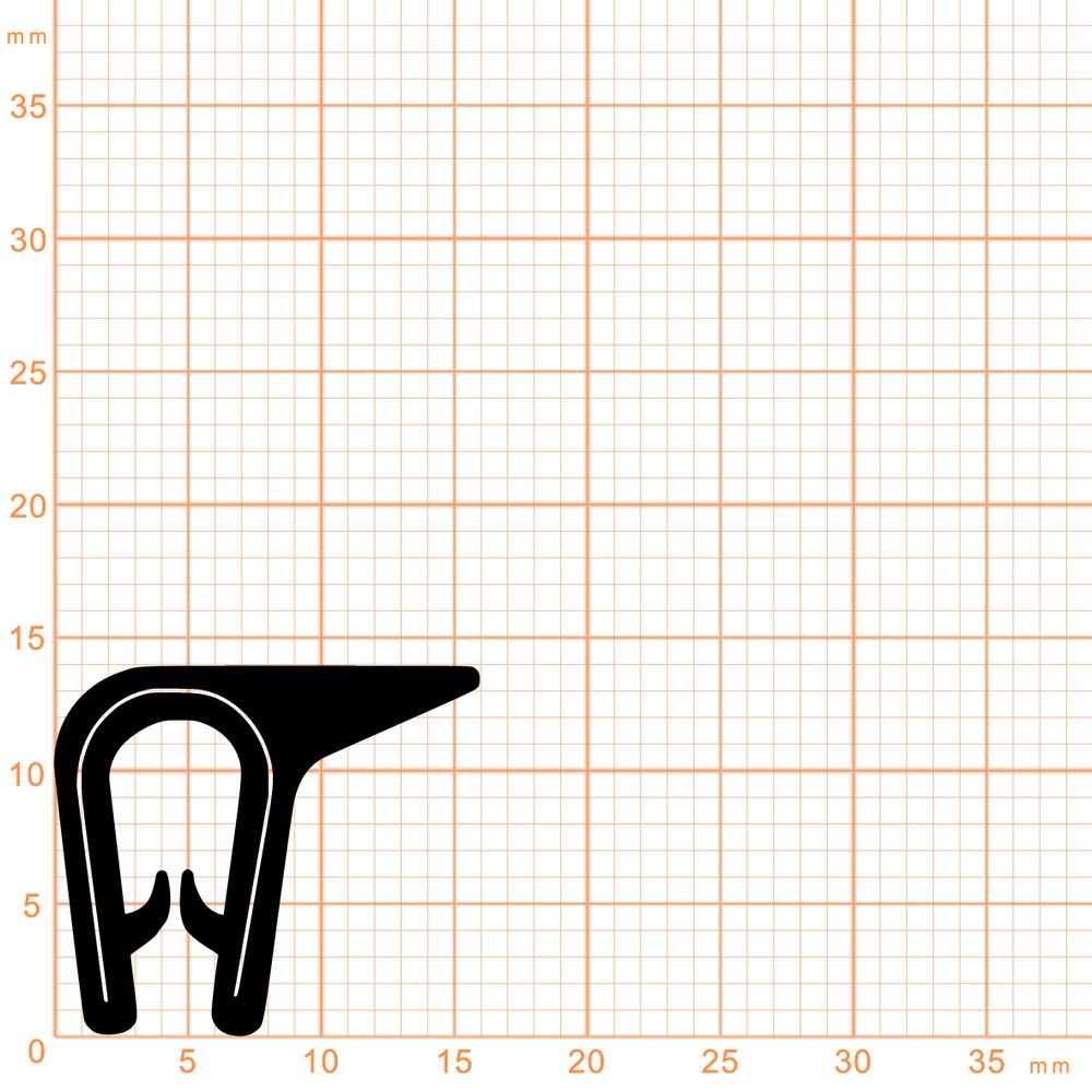 Kantenschutz Dichtprofile - Kantenschutzprofil | Klemmbereich: 1 – 3 mm | Farbe: schwarz