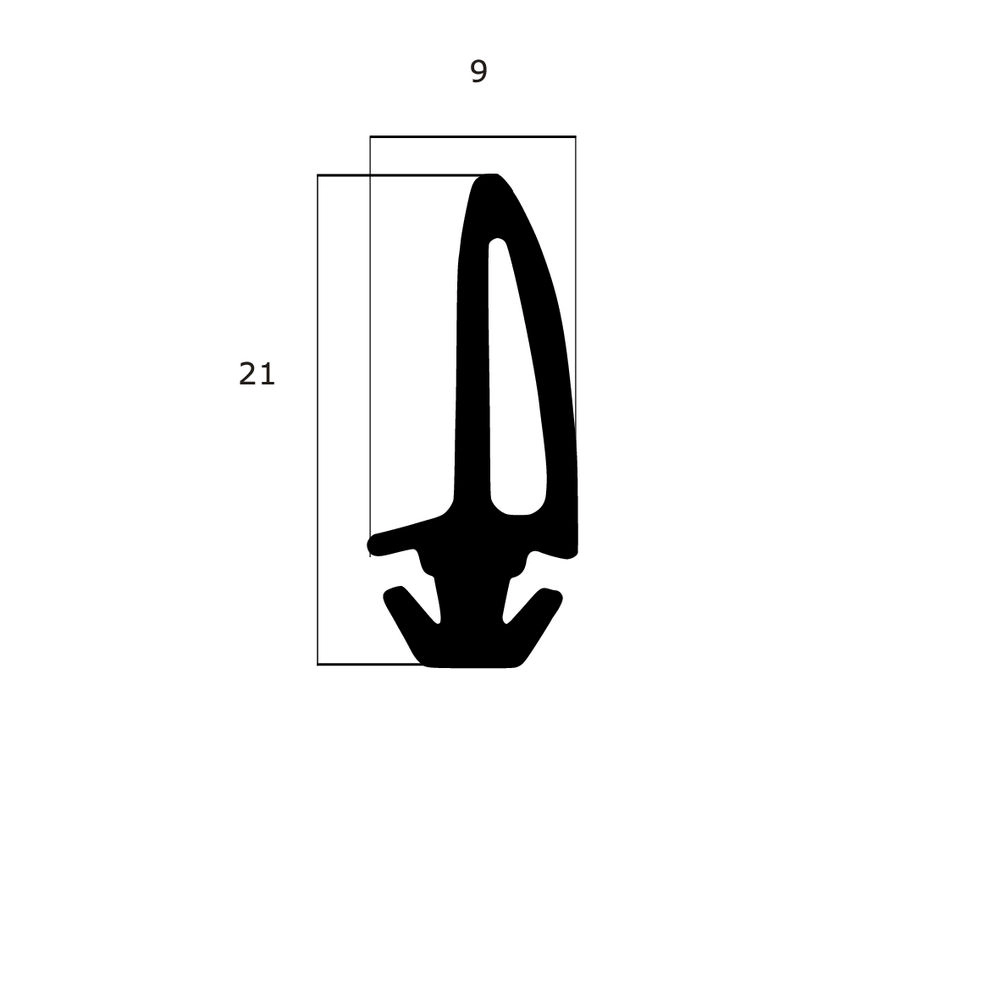 Mitteldichtungen - Mitteldichtung für Metall- und Alufenster | 21 mm Höhe | Farbe: schwarz