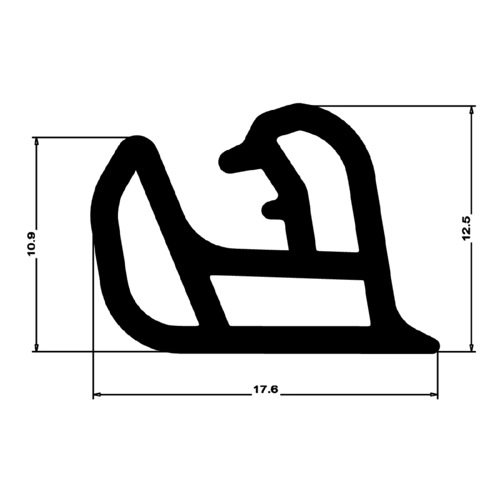 Stahlzargendichtung für seitliche Nut | 14,5 mm Höhe | Farbe: braun