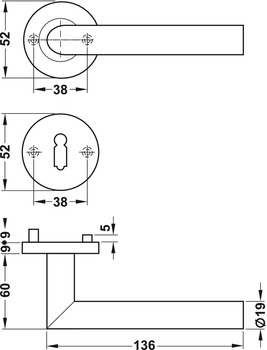 Türdrücker - Türdrücker-Garnitur für WC/Badezimmer | Modell: G-Form | Farbe: Silber matt
