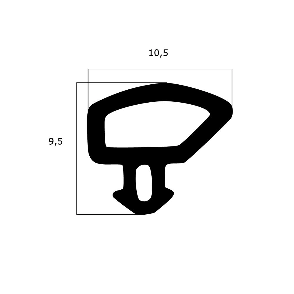 Lippendichtungen - Anschlagdichtung mit Schlauch für WERU | 9,5 mm Höhe | Farbe: weiß 