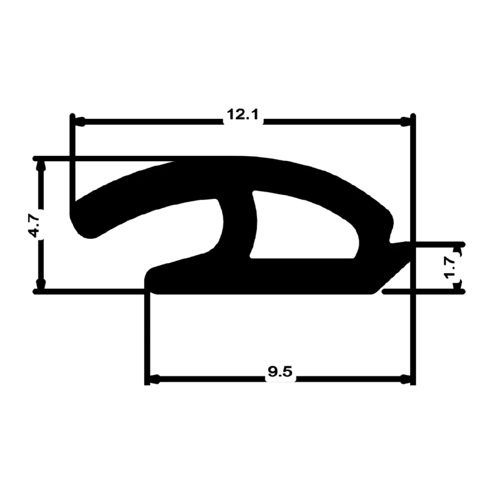 Anschlagdichtung mit Lippe | 5 mm Höhe | Farbe: schwarz